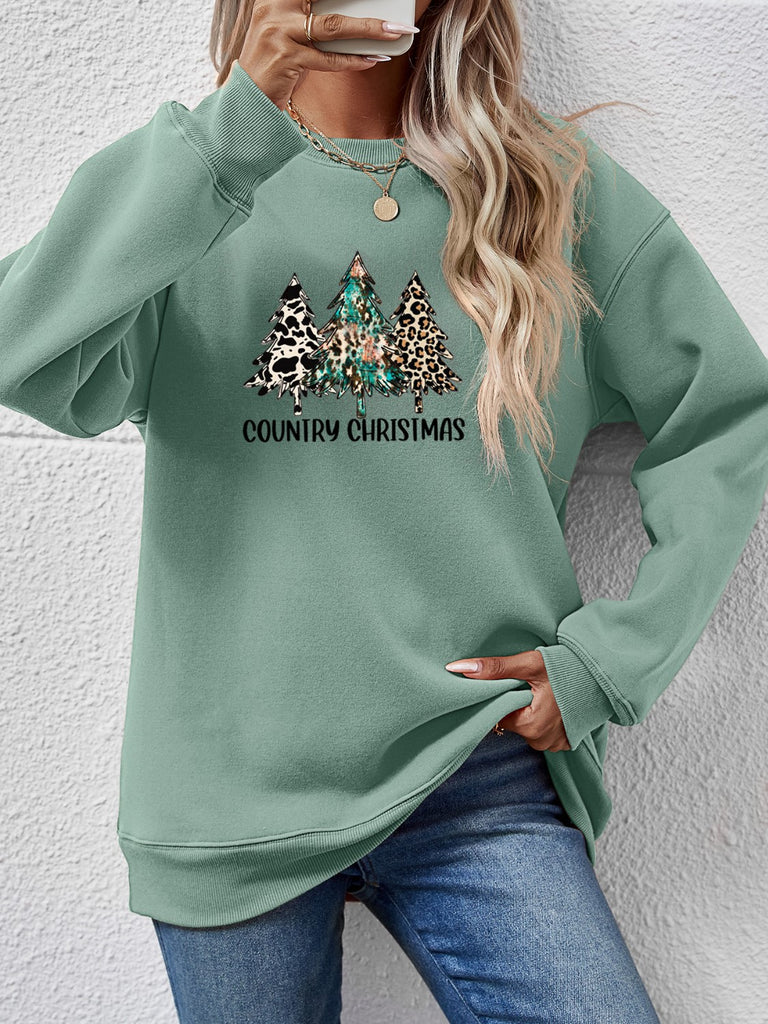 Graphic Round Neck Dropped Shoulder Sweatshirt