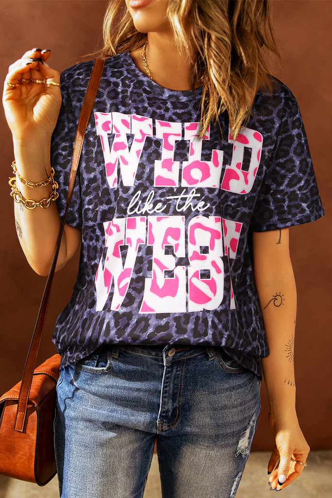 Slogan Graphic Leopard Tee