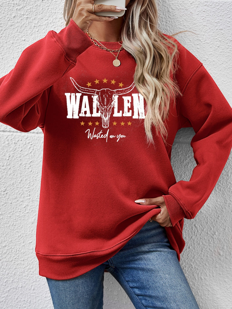 Graphic Round Neck Dropped Shoulder Sweatshirt